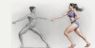 El sombreado suave y las líneas fluidas destacan el movimiento y la definición muscular en una composición equilibrada